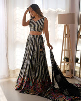 Ravishing Black Georgette Thread Work Lehenga Choli